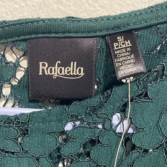 Rafaella‎ Deep Jade Green Lace Scalloped Hem Top w/ Cami | Size Small NWT - Picture 2 of 12